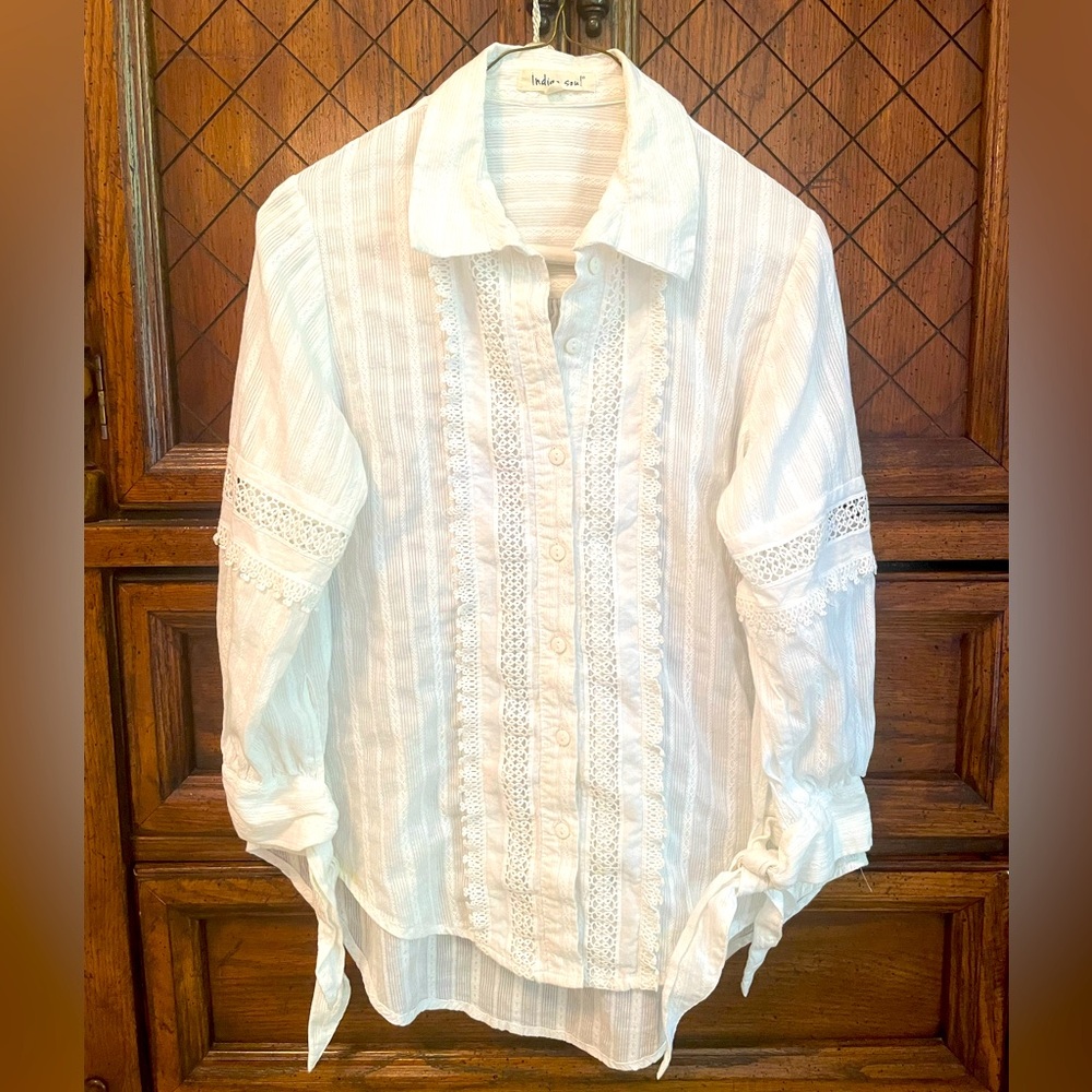 Size Medium white button down with boho flare
